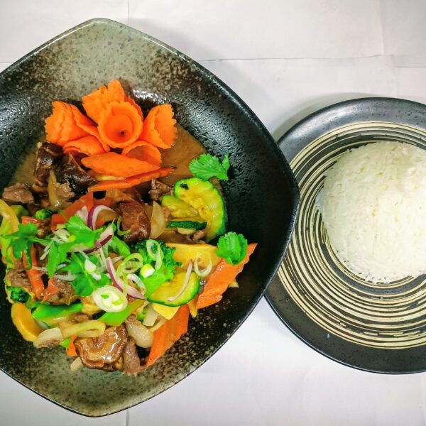 30.b. RÝŽE S HOUBAMI A BAMBUSOVÝMI VÝHONKY S HOVĚZÍM